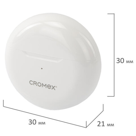 Наушники беспроводные TWS вкладыши с микрофоном CROMEX (КРОМЕКС) EP-T28W, Bluetooth 5.4, белые, 514121