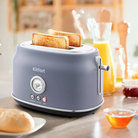 Тостер KITFORT KT-2038-3, 815 Вт, 2 тоста, 6 режимов, пластик/металл, серый, КТ-2038-3