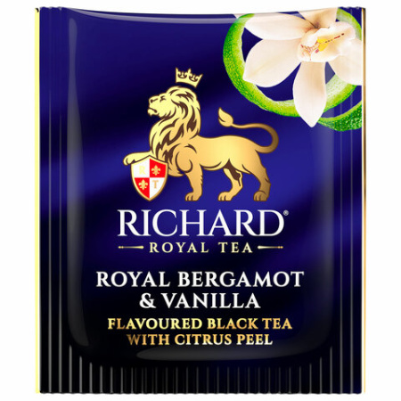 Чай RICHARD "Royal bergamot & vanilla" черный, 100 пакетиков в конвертах по 2 г, 102736