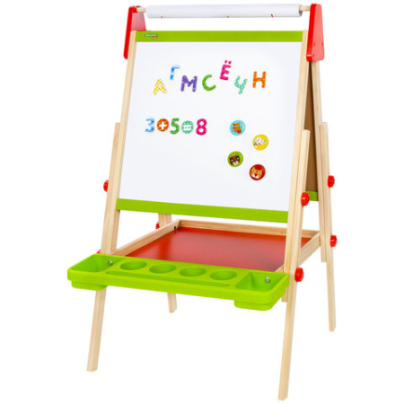 Мольберт растущий 3 в 1 для мела/магнитно-маркерный 48х43 см, BRAUBERG KIDS, 238151