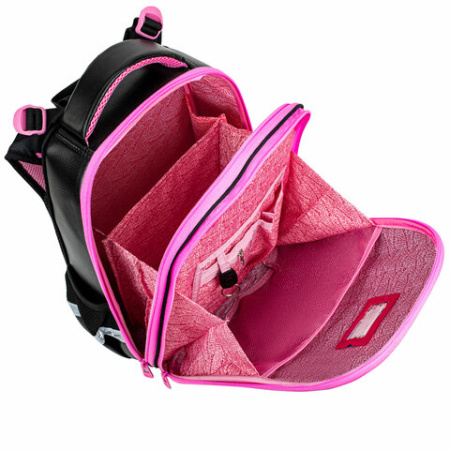 Ранец BRAUBERG SHINY, 2 отделения, с брелоком, "Улыбающийся котик", 38х28х14 см, 272040
