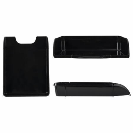 Лоток горизонтальный для бумаг BRAUBERG "Classic", 330х255х62 мм, черный, 237285
