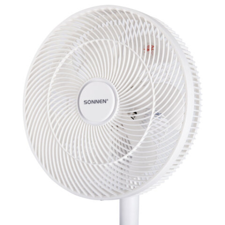 Вентилятор напольный SONNEN FT-L501, 60 Вт, 45 см, 3 скорости, вращение на 70°, механическое управление, белый, 457785