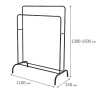 Вешалка для плечиков двухъярусная BOOMHOUSE (БУМХАУС) GR-002 (В1300-1500xШ1100xГ550 мм), металл, черная, 701436