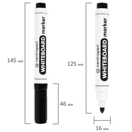 Маркер стираемый для белой доски ЧЕРНЫЙ, CENTROPEN "Dry-Wipe", 2,5 мм, 8559, 5 8559 0112