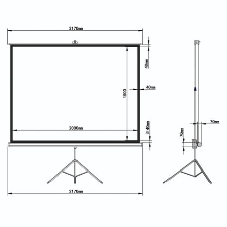 Экран проекционный на треноге (150х200 см), матовый, 4:3, BRAUBERG "TRIPOD", 236732