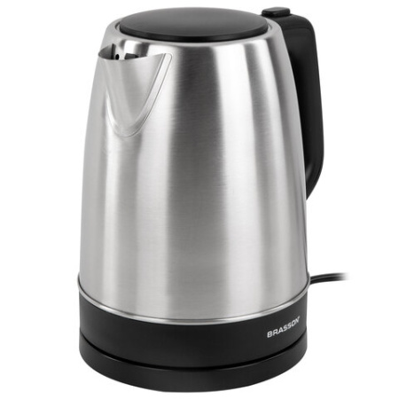 Чайник BRASSON (БРАССОН) KT-040, 1,7 л, 2200 Вт, индикатор уровня воды, сталь, черный, 455192