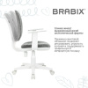 Кресло детское BRABIX "Fancy MG-201W", с подлокотниками, пластик белый, велюр, серое, 533010