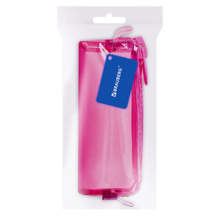 Пенал BRAUBERG с объемной "тракторной" молнией, 1 отделение, ПВХ, 22х8х6,5 см, "Ultra pink", 272340
