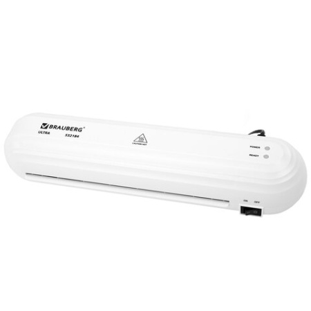 Ламинатор BRAUBERG ULTRA PM235W, БЕЛЫЙ, формат A4, толщина пленки 60-150 мкм, скорость 30 см/мин, 532184