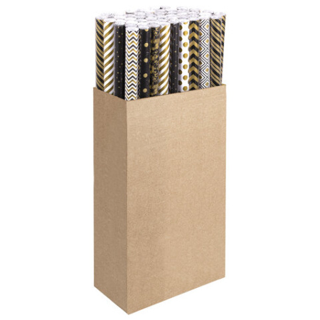 Бумага упаковочная подарочная мелованная "Golden pattern", 70x100 см, 10 дизайнов ассорти, ЗОЛОТАЯ СКАЗКА, 591912