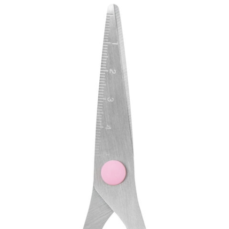 Ножницы BRAUBERG KIDS 130 мм, ручки розовые, закругленные лезвия с линейкой, 274063