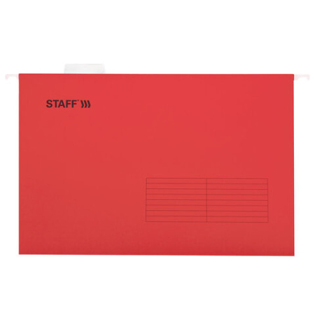 Подвесные папки A4/Foolscap (404х240 мм) до 80 л., КОМПЛЕКТ 10 шт., красные, картон, STAFF, 270936