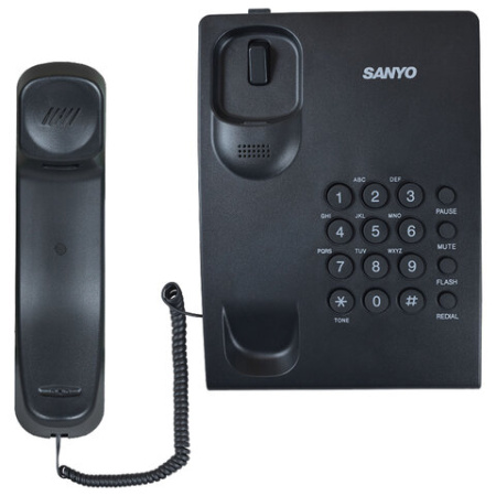 Телефон проводной SANYO RA-S204B, тональный / импульсный режим, повтор, чёрный