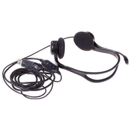 Наушники с микрофоном (гарнитура) LOGITECH PC 960, проводная, компьютерная, 2,4 м, стерео, USB, черная
