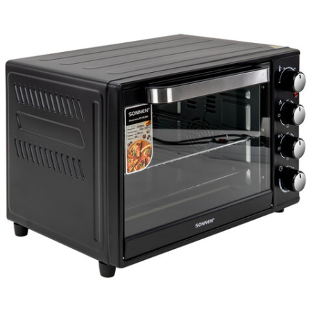 Мини-печь электрическая SONNEN EO-HL38K, 2000 Вт, 38 л, 3 режима нагрева, режим конвекции, таймер, механическое управление, черная, 458306