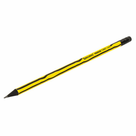 Карандаш чернографитный BRAUBERG "PREMIUM TURKEY", 1 шт., "Lines", НВ, ассорти, дисплей, 181568