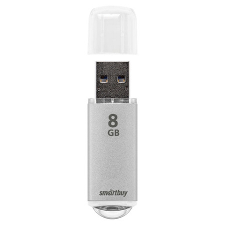 Флеш-диск 8 GB, SMARTBUY V-Cut, USB 2.0, металлический корпус, серебристый, SB8GBVC-S