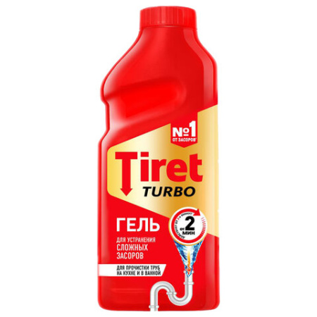Средство для прочистки канализационных труб 500 мл, TIRET (Тирет) "Turbo", гель, 8147369