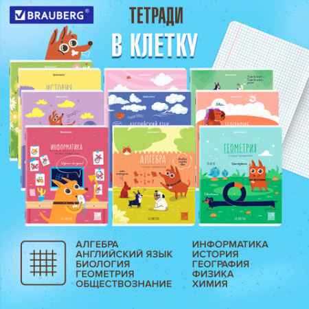 Тетради предметные, КОМПЛЕКТ 12 ПРЕДМЕТОВ, 48 л., TWIN-лак, BRAUBERG, "DOG БОБИК", 404840