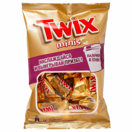Батончики мини TWIX "Minis" печенье с карамелью в молочном шоколаде, 184 г, 2263