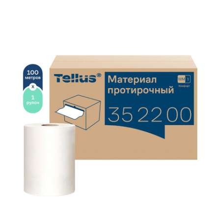 Протирочный нетканый материал Tellus/TORK Advanced, 266 листов в рулоне, 39,5х27,6 см, белый, 352200