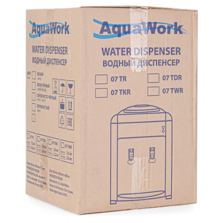 Кулер для воды AQUA WORK 0.7-TDR, настольный, НАГРЕВ/ЭЛЕКТРОННОЕ ОХЛАЖДЕНИЕ, 2 крана, черный, 34502