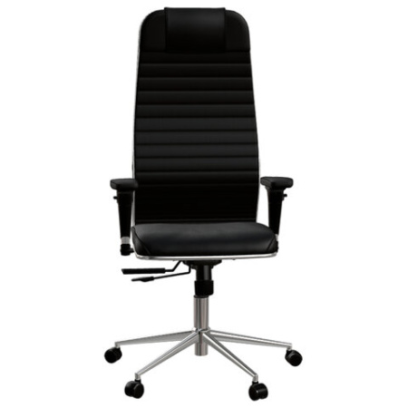 Кресло МЕТТА "ErgoLife" 10 B1-117D, хром, синхромеханизм, 2D-подлокотники, экокожа, черное