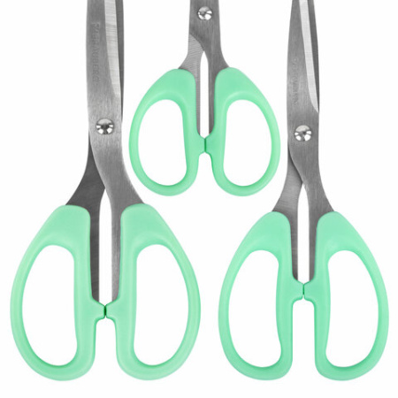 Ножницы BRAUBERG "CLASSIC PRO" 3 шт. (155, 185, 210 мм), мятные ручки, ВЫГОДНАЯ УПАКОВКА, 272979
