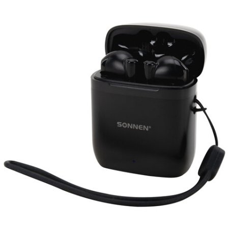 Наушники беспроводные TWS вкладыши с микрофоном, SONNEN EP-BH10B, Bluetooth 5.3, черные, 514122