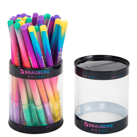 Ручка гелевая BRAUBERG GRADE NEON, ЧЕРНАЯ, игольчатый узел 0,5 мм, линия письма 0,3 мм, 144285