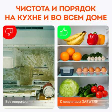 Коврики универсальные 6 шт., 30х45 см, для холодильника, полок, сервировки, бирюзовый, DASWERK (ДАСВЕРК), 609606