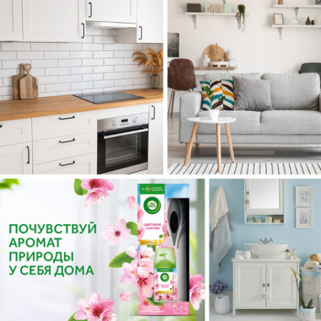 Освежитель воздуха автоматический со сменным баллоном 250 мл, AIRWICK Pure, "Цветущая сакура"