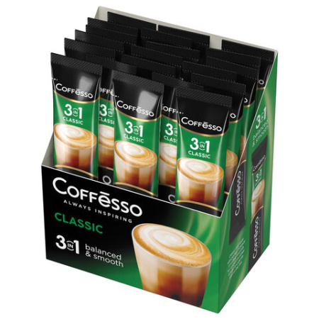 Кофе растворимый порционный COFFESSO "3 в 1 Classic", пакетик 14 г, 102904
