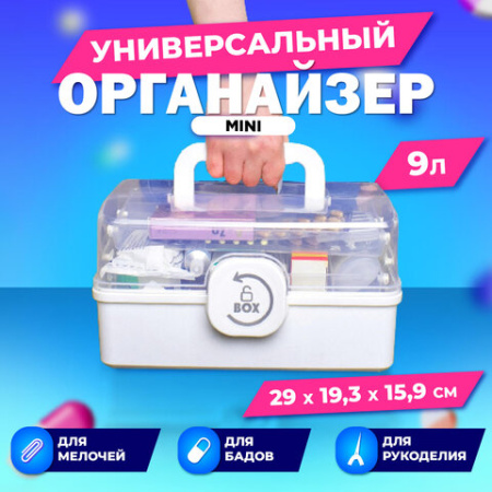 Аптечка домашняя органайзер для хранения универсальный размер MINI 29х19,3х15,9 см, DASWERK (ДАСВЕРК), 608476