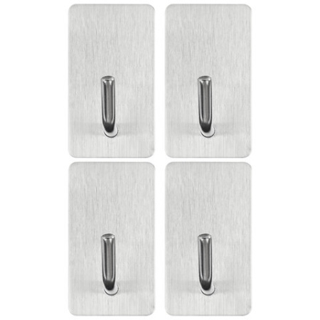 Крючки самоклеящиеся универсальные 2,5x4,5 см, КОМПЛЕКТ 4 шт., сталь, серебристые, LAIMA HOME, 608788
