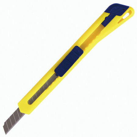Нож канцелярский 9 мм BRAUBERG "Classic", фиксатор, корпус ассорти, упаковка с европодвесом, 230914