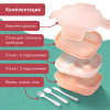 Ланч-бокс контейнер, 3 секции, 8 отделений, 1,9 л, ложка, вилка, нож, 10х21х14 см, персиковый, JOYLUX (ДЖОЙЛЮКС), 609351