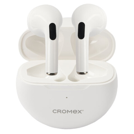 Наушники беспроводные TWS вкладыши с микрофоном CROMEX (КРОМЕКС) EP-T28W, Bluetooth 5.4, белые, 514121