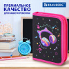 Пенал BRAUBERG с наполнением, 1 отделение, 1 откидная планка, 24 предмета, 21х14 см, "Наушники", 273531