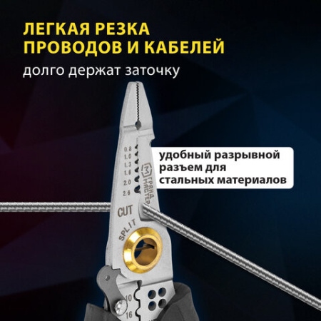 Плоскогубцы многофункциональные 25 в 1, 185 мм, нержавеющая сталь AISI420, ГРАНДМАСТЕР, PL-185, 671262