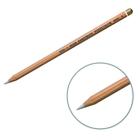 Карандаш-блендер KOH-I-NOOR, 1шт., "Polycolor", белый, 3,8 мм, мягкий, заточенный, 3800000001KS