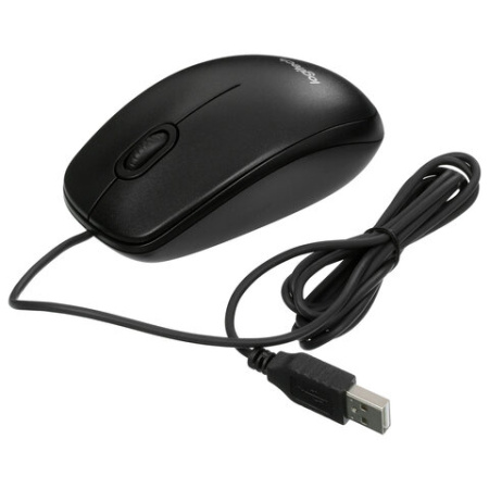 Мышь проводная LOGITECH B100, USB, 2 кнопки + 1 колесо-кнопка, оптическая, черная