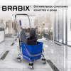 Тележка уборочная BRABIX, 1 съемное ведро 25 л, механический отжим, корзина, металлический каркас, синяя, 601498