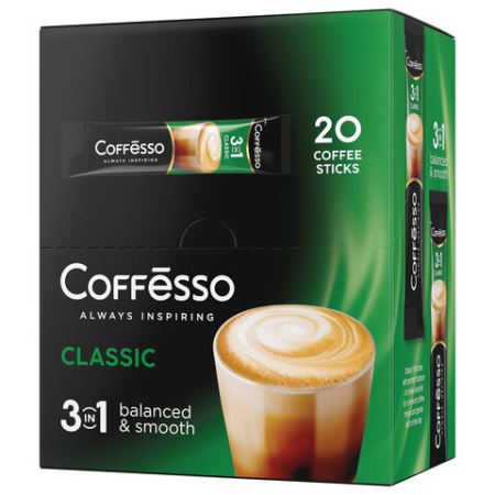 Кофе растворимый порционный COFFESSO "3 в 1 Classic", пакетик 14 г, 102904