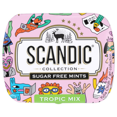 Драже освежающие SCANDIC без сахара со вкусом "Тропический микс", 14 г