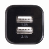 Зарядное устройство автомобильное SONNEN, 2 порта USB, выходной ток 2,1 А, черное-белое, 454796