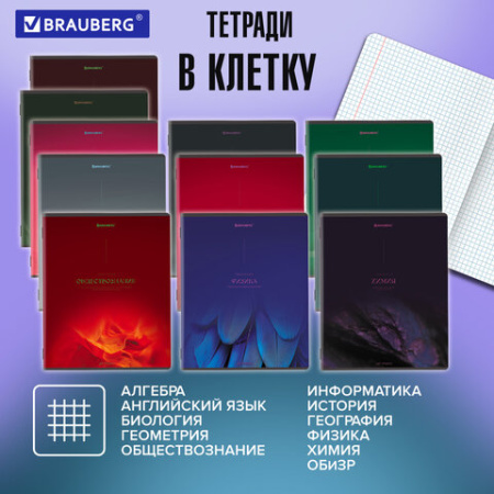 Тетради предметные, КОМПЛЕКТ 13 ПРЕДМЕТОВ, 48 л., SoftTouch, BRAUBERG "PEACEFUL", 405182