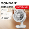 Вентилятор настольный SONNEN FT-160, 40 Вт, 23 см, 3 скорости, вращение на 60°, механическое управление, белый, 457784