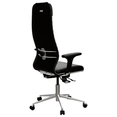 Кресло МЕТТА "ErgoLife" 10 B1-117D, хром, синхромеханизм, 2D-подлокотники, экокожа, черное